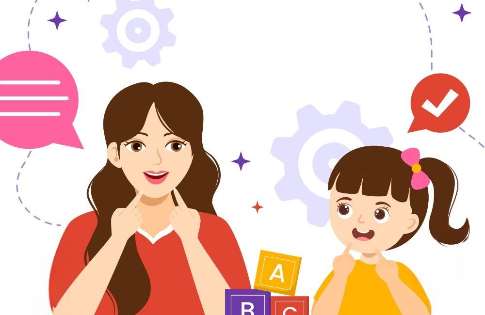 Criança em sessão de fonoaudiologia
